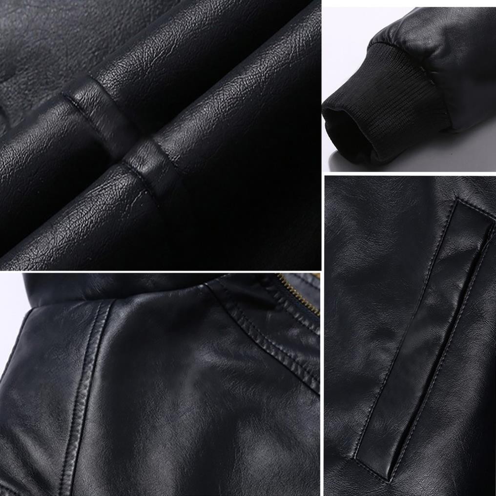 Áo Khoác Da Nam Lót Lông Cao Cấp PHLfashion AD27 Đen hàng VNXK