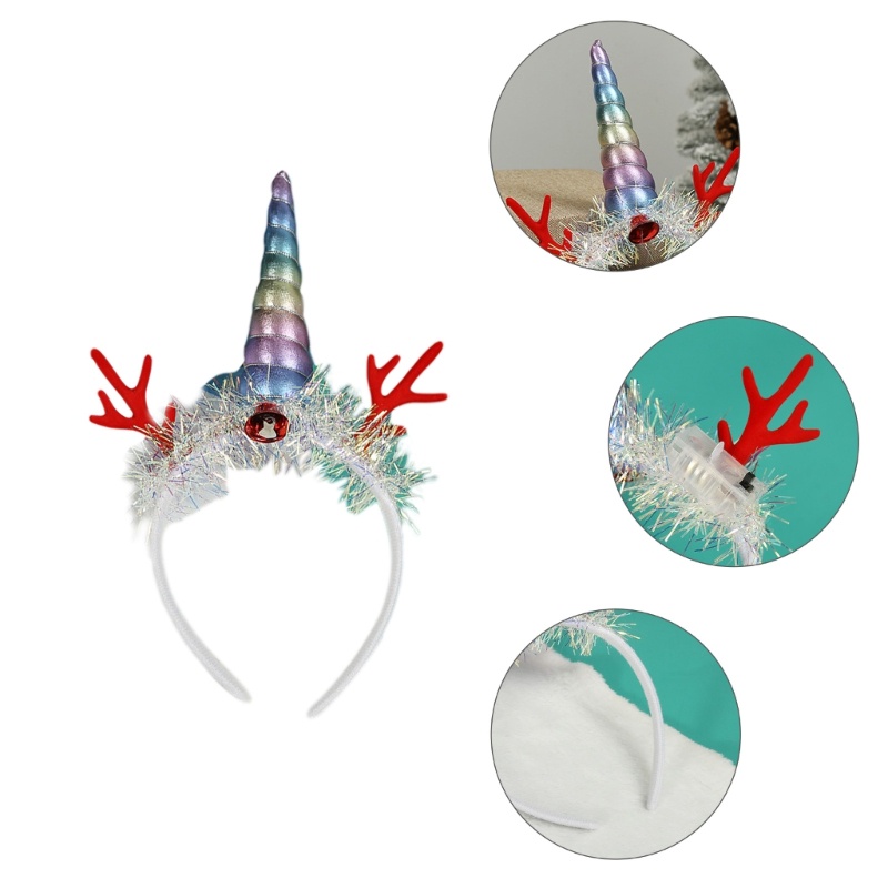 Flgo Băng Đô Cài Tóc Có Đèn LED Phát Sáng Dùng Biểu Diễn Sân Khấu Dịp Giáng Sinh