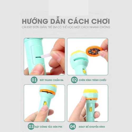 [HOT] Đèn pin chiếu 80 hình ảnh cho bé thoả thích khám phá hoa quả, động vật, côn trùng, phương tiện, siêu nhân có hộp