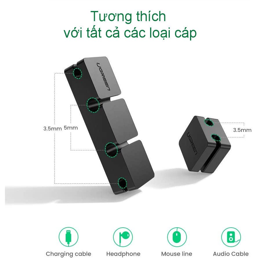 Kẹp cố định dây tai nghe, dây mạng, dây sạc giúp gọn không gian  UGREEN 70585