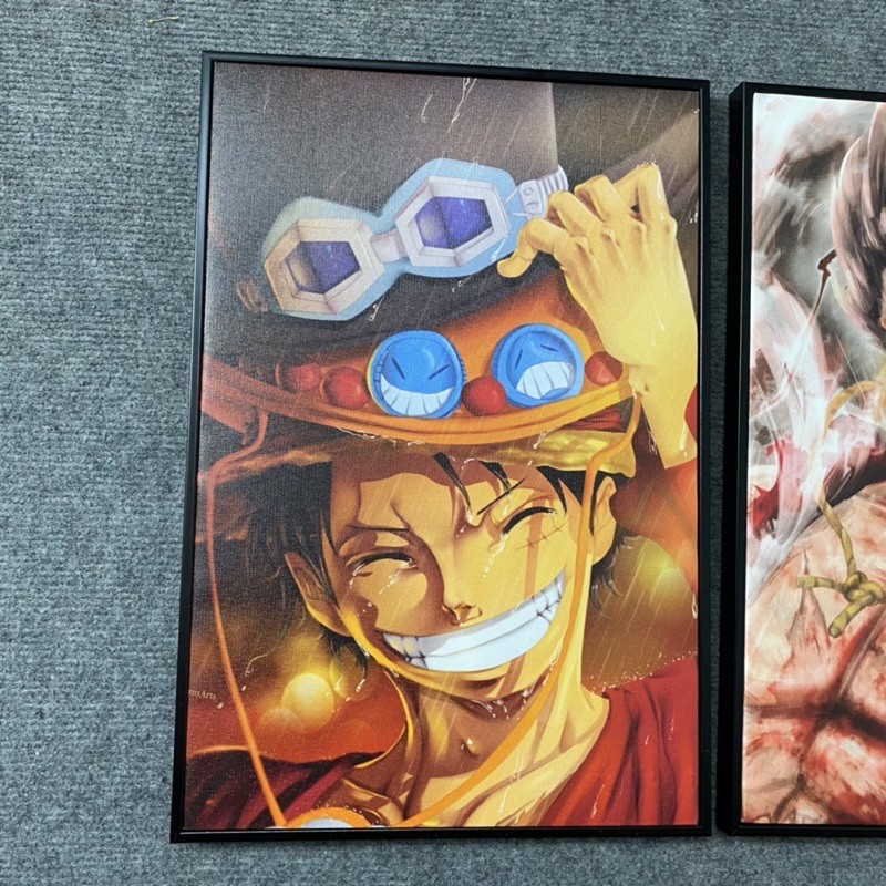 Tranh Luffy Đội Nón Ace Sabo, Có Khung Composite Hiện Đại