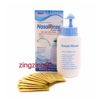 Bình rửa mũi NasalRinse tặng kèm 10 gói muối