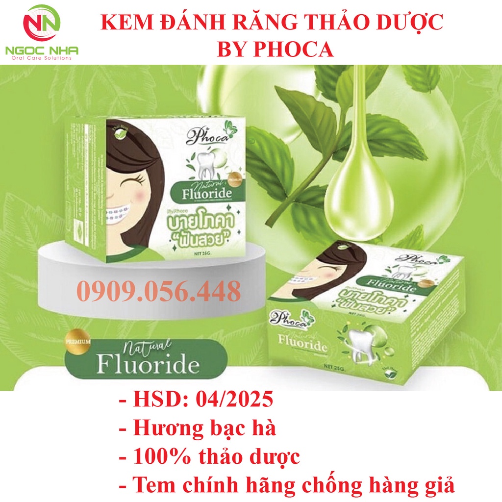 Kem đánh răng thảo dược BY PHOCA Thái Lan 25g giúp răng trắng sáng, hơi thở thơm mát