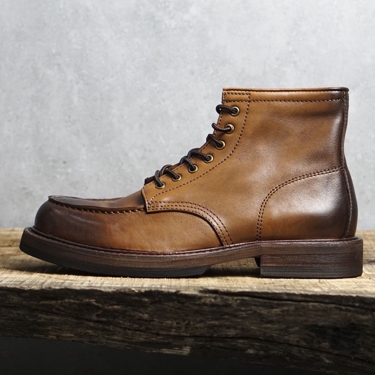 Giày boot nam cổ cao da bê sang trọng nam tính màu vàng nâu dậm ZANE