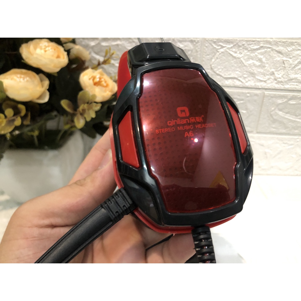 Tai Nghe Chụp Tai Chuyên Chơi Game Qinlian A6 jack 3.5 Có Micro, Dây Chống Đứt, Dùng Được Cho Máy Tính
