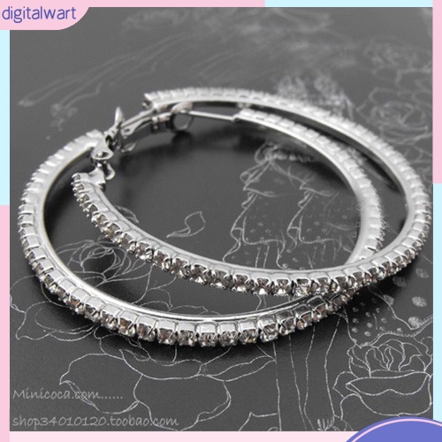 Cặp khuyên tai tròn đính đá quý nhân tạo sang trọng cá tính dành cho nữ