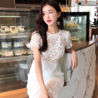 Đầm ren trắng quảng châu cao cấp order mã 9482