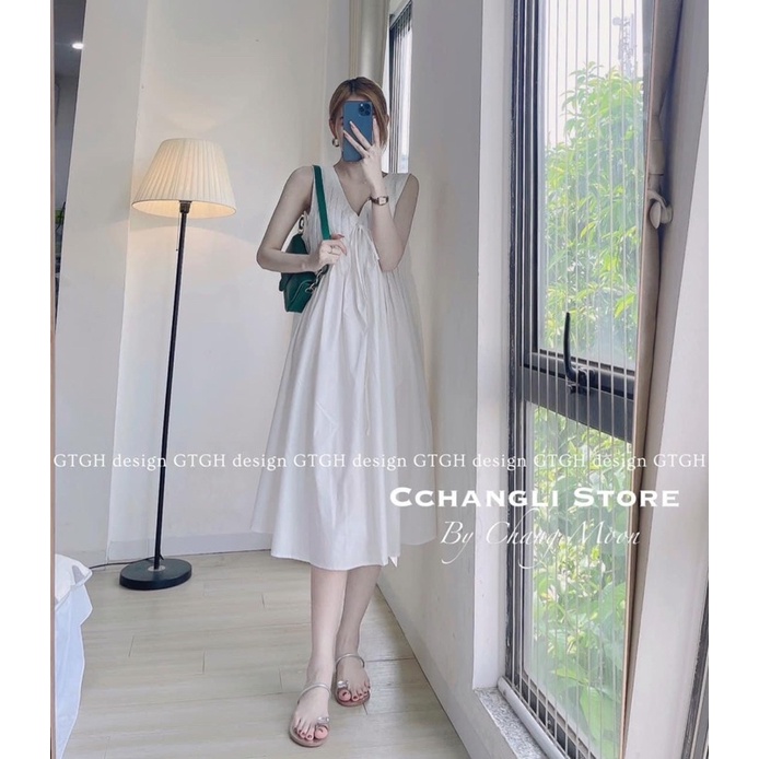Váy suông bầu baby doll đi biển thời trang
