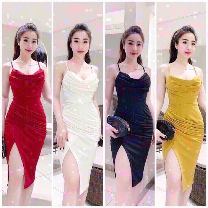 [Rẻ vô địch] Sale sốc - Đầm body cổ đổ xẻ tà | BigBuy360 - bigbuy360.vn