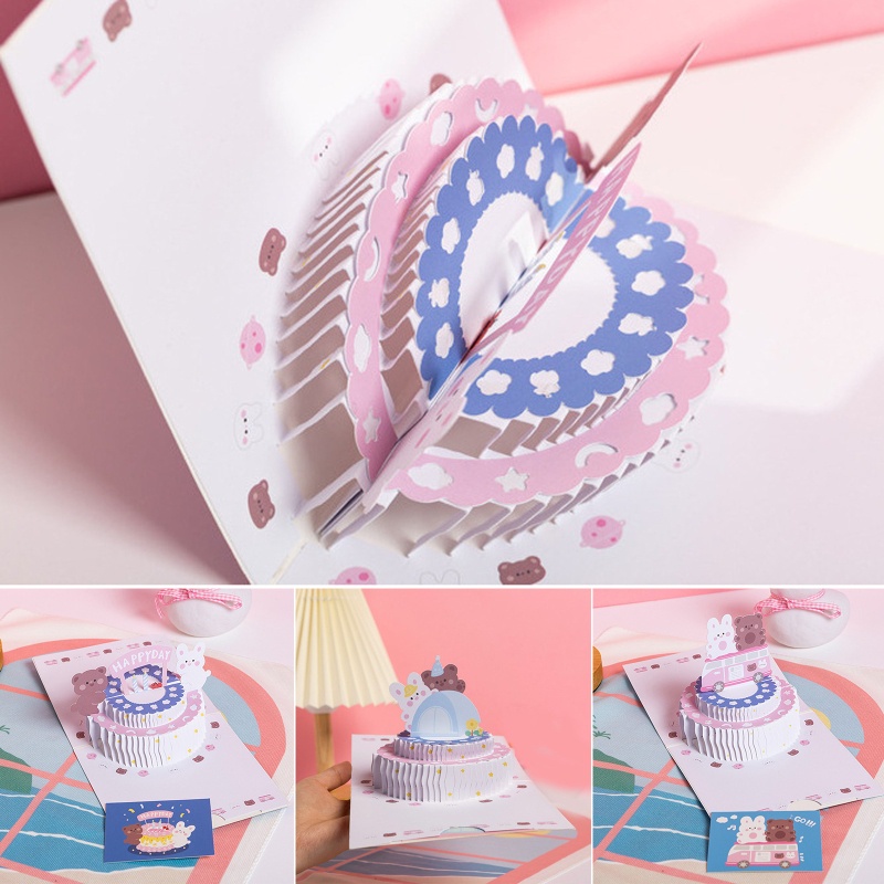 Thiệp Nổi 3D Hình Động Vật Hoạt Hình Trang Trí Bánh Kem Sinh Nhật