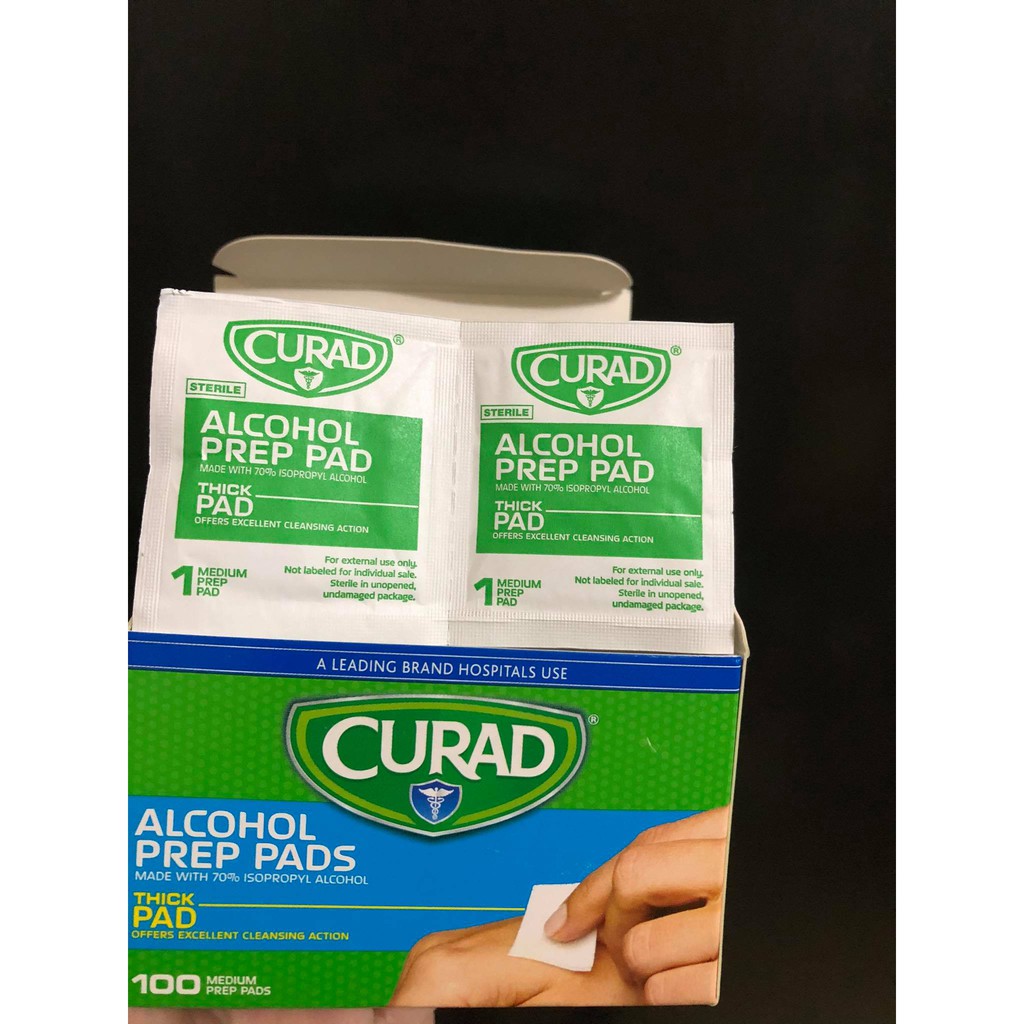 [Hàng Mỹ] Giấy ướt tẩm cồn 70% Curad
