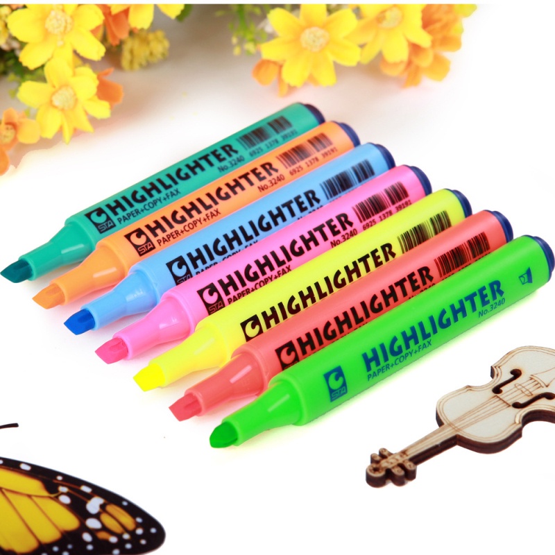 Bộ 7 bút Highlighter, bút dạ quang, bút ghi nhớ sắc màu cho học sinh, sinh viên, giáo viên - màu ngẫu nhiên