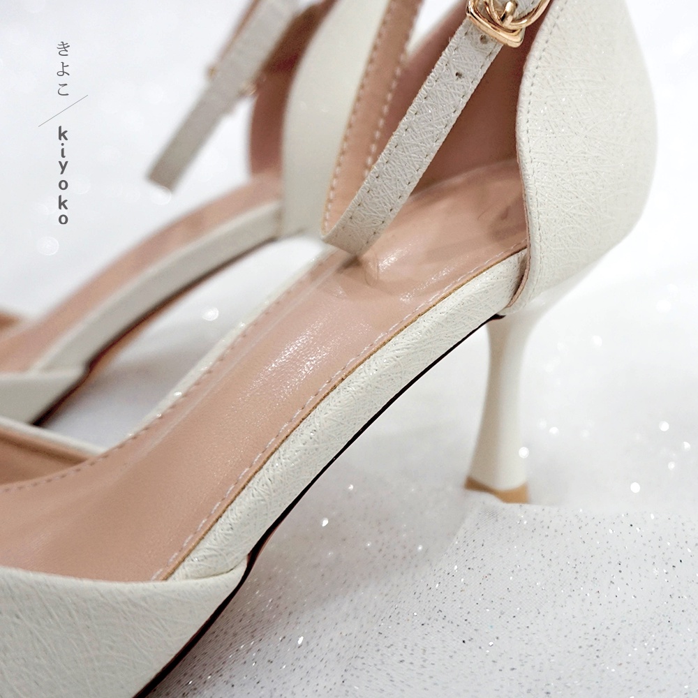 Giày cưới Kiyoko đính HOA TUYẾT ANH cao 7cm | có quai