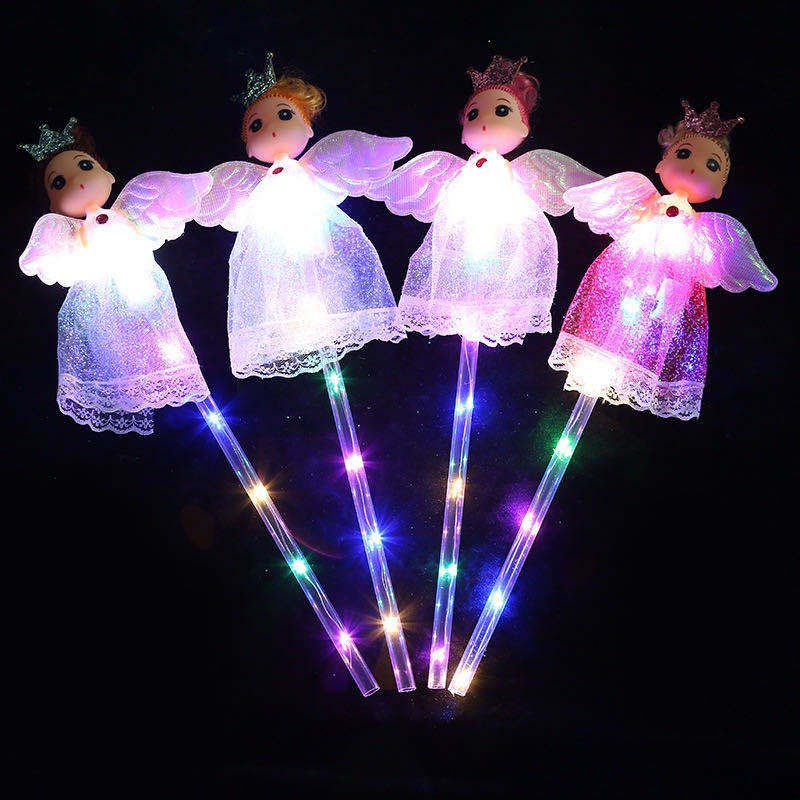 Gậy thiên thần có cánh phát sáng, gậy phát sáng búp bê chibi cho bé có kèm pin