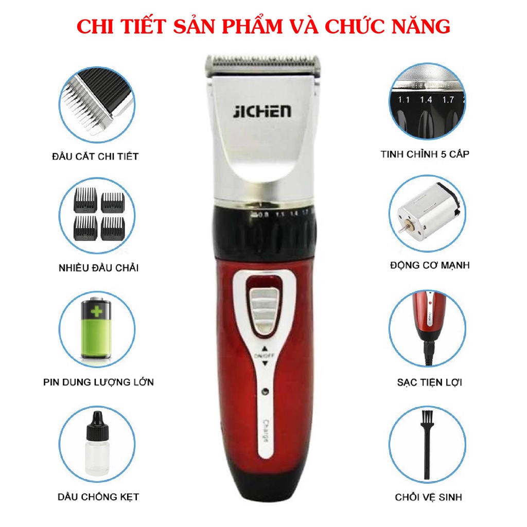 Tông đơ cắt tóc sạc nhanh jichen chuyên nghiệp, Tăng đơ cắt tóc gia đình Jichen 0817