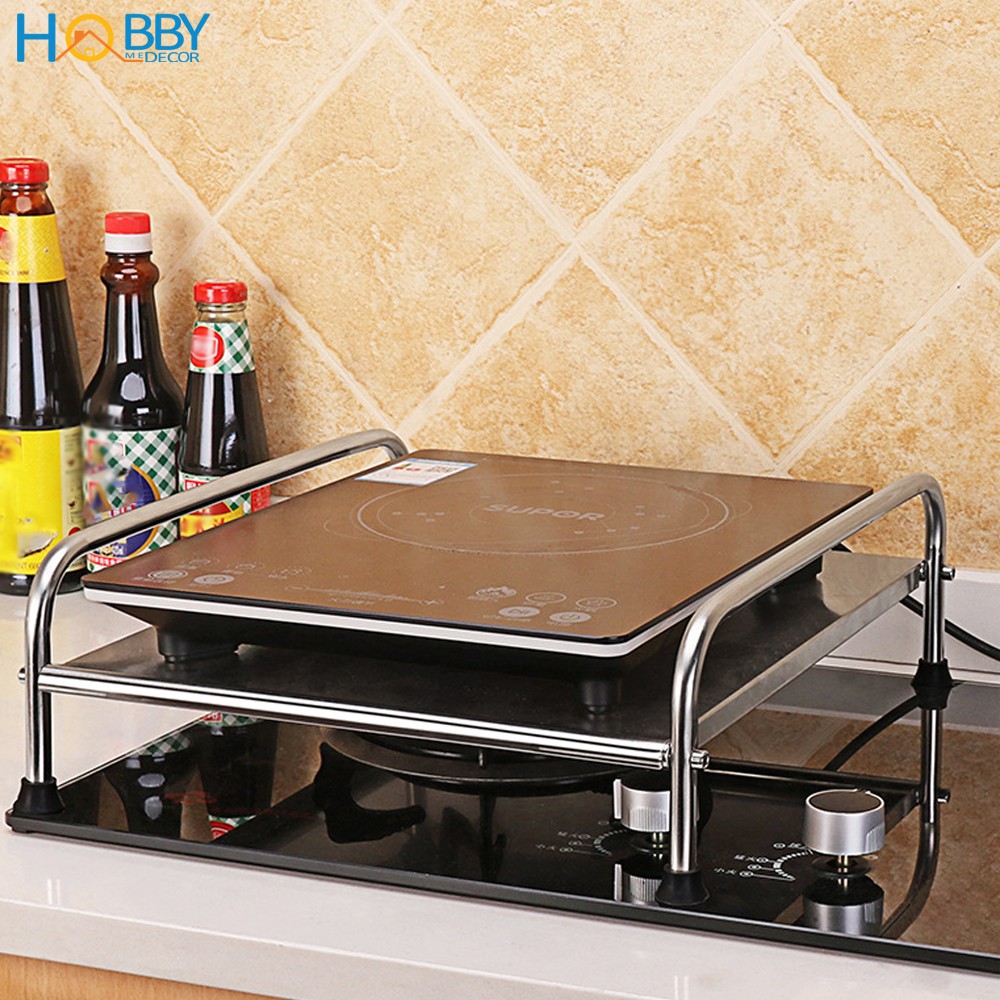 Kệ để bếp từ lên bếp ga HOBBY Home Decor KBN1 Inox 1 tầng khó rỉ sét - phù hợp để kê bếp từ lên bếp nấu