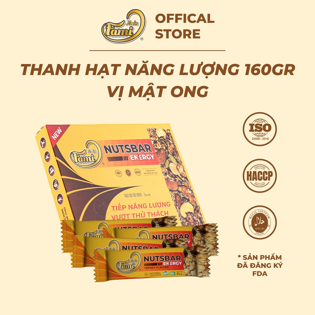 Thanh Hạt Năng Lượng FAMINUTS Nutsbar Energy Hộp 160g - Thực Phẩm Tiếp Năng Lượng Lành Mạnh