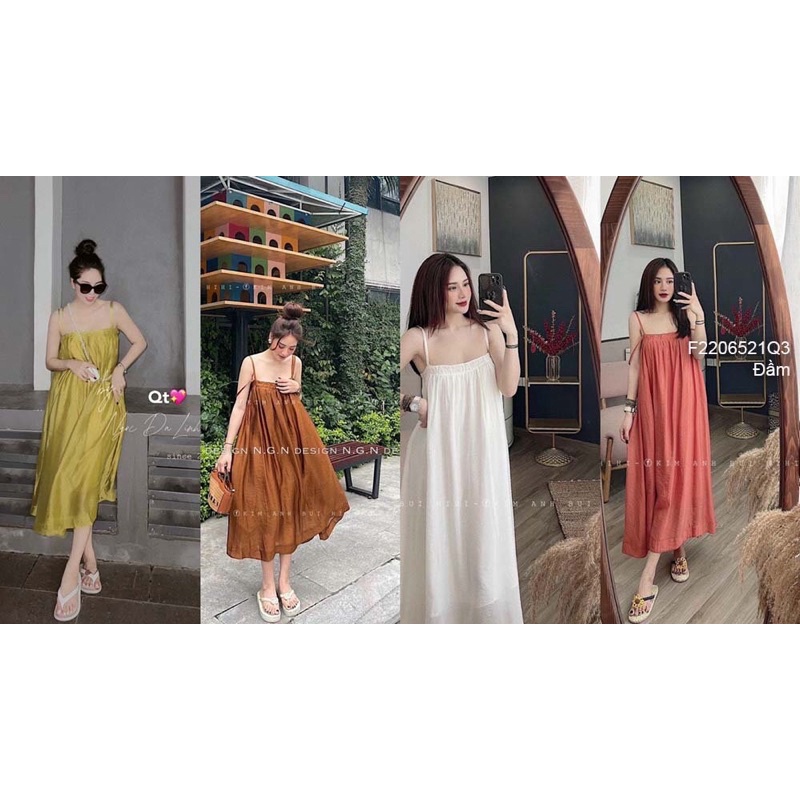Đầm maxi đũi tơ dáng suông 2 dây đôi hàng QC!