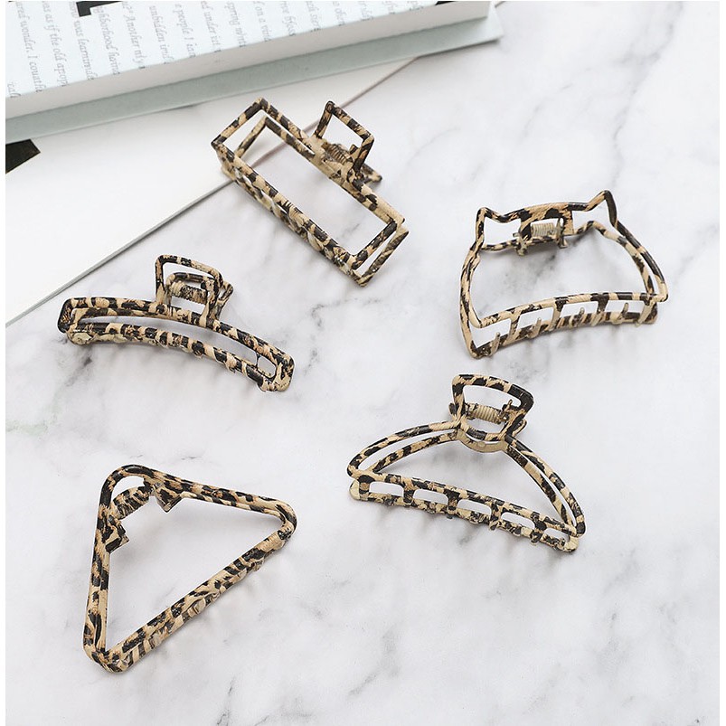 Kẹp tóc kim loại họa tiết đốm da báo thời trang cá tính cho nữ FJ74