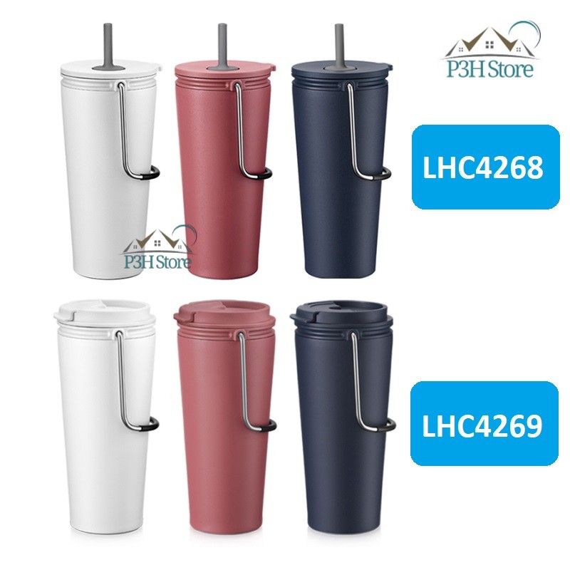 Ly giữ nhiệt Lock&amp;Lock Bucket Tumbler có ống hút hoặc nắp bật , dung tích 540ml LHC4268 LHC4269