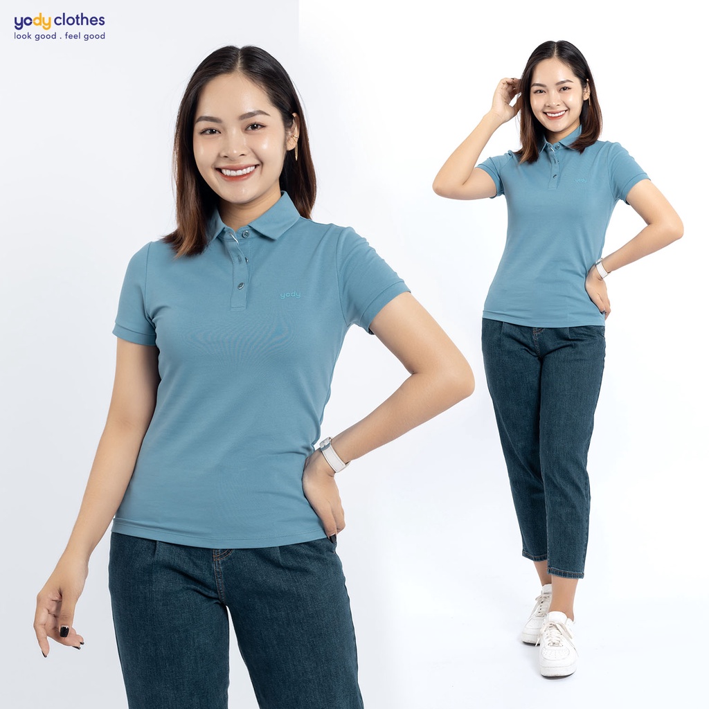 Áo thun polo nữ YODY thun cao cấp ngắn tay có cổ chất liệu cotton thoáng mát APN5434