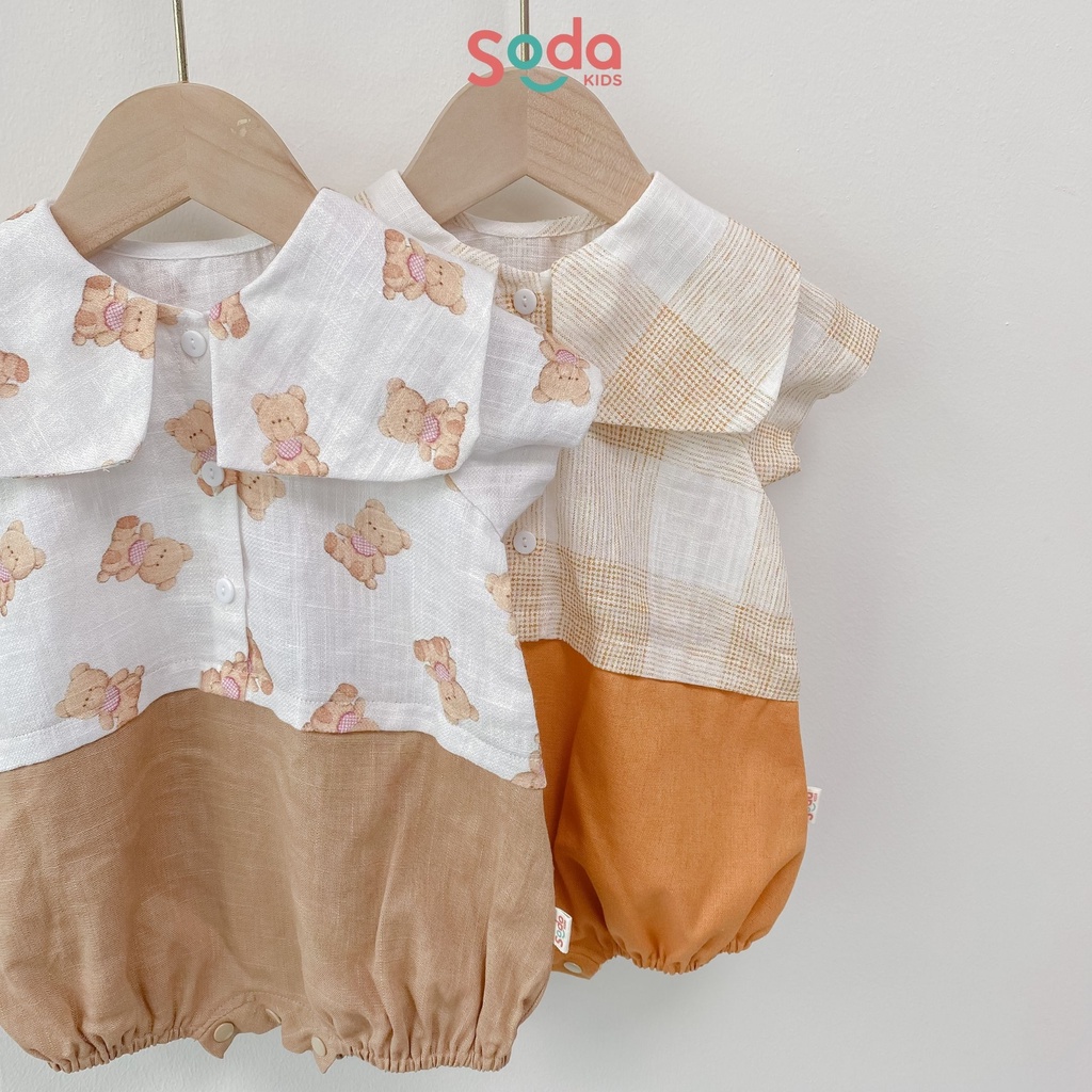 Body cho bé trai, body cho bé gái SODA KIDS họa tiết gấu, kẻ xinh xắn