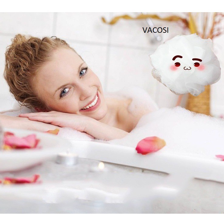 [HÀNG CHÍNH HÃNG] Bông Tắm Vacosi Plastic Bath Sponge BP21 (Trắng)