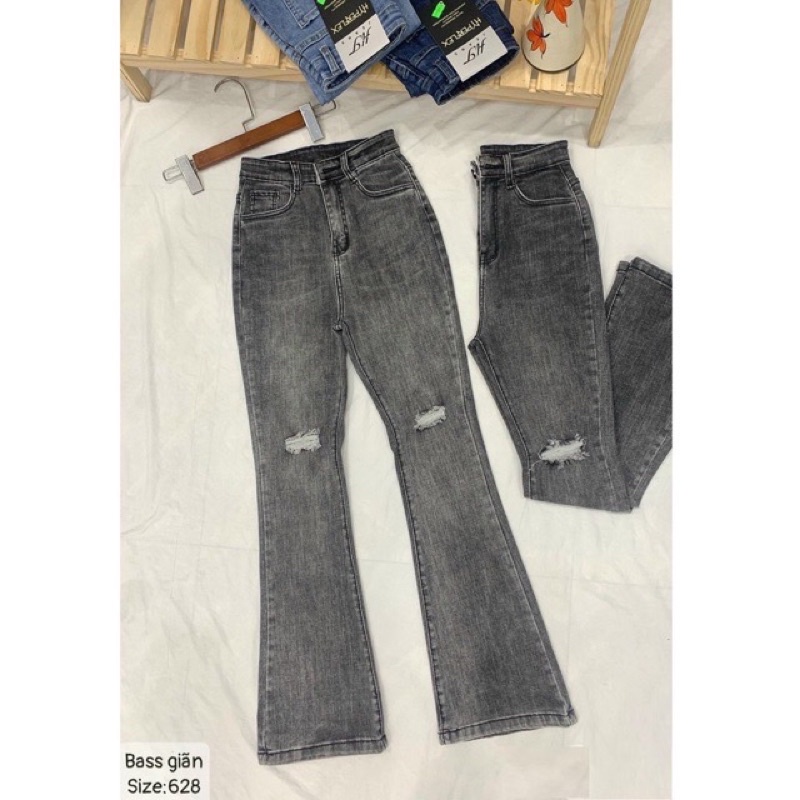 Quần Jeans Ống Loe Cạp  Siêu Cao . Jeans pass Hàng VNXK , hình thật kèm video