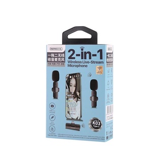 Bộ 2 Microphone Live-Stream không dây Remax K03 cổng LN / TypeC (Đen) - Nhất Tín Computer