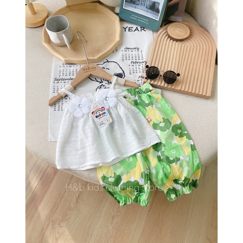 Bộ 2 dây đính hoa quần sắc màu bé gái