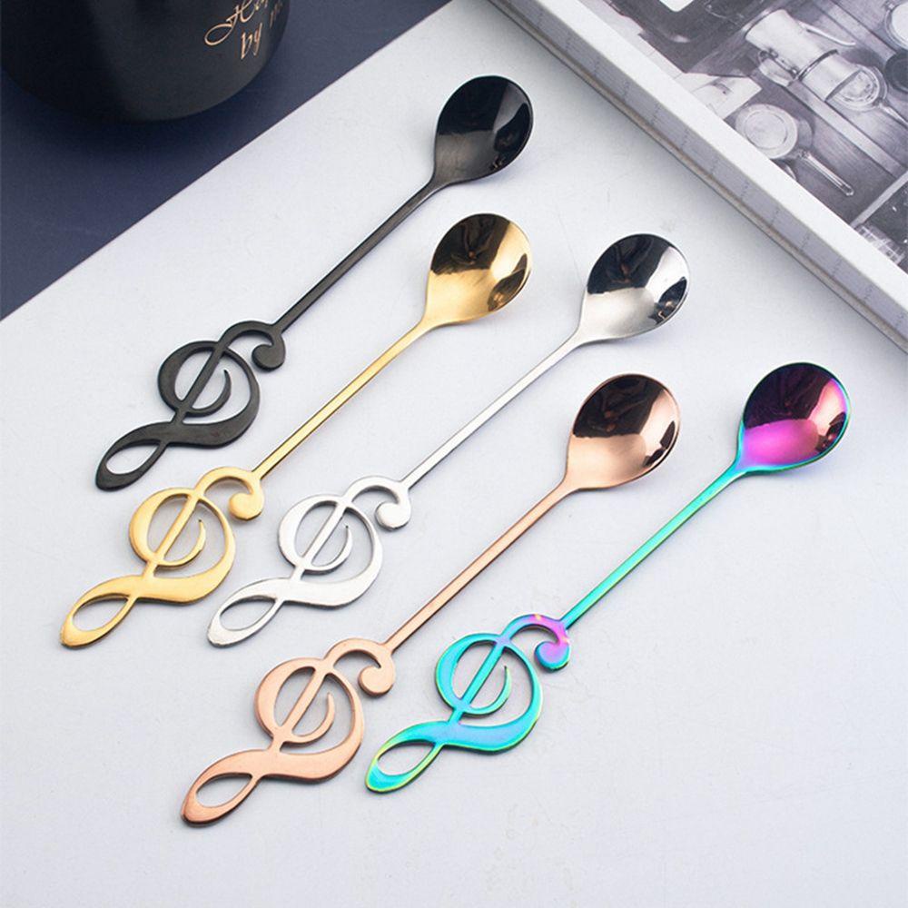 Muỗng Ăn Tráng Miệng Bằng Thép Không Gỉ Mặt Gương Đánh Bóng Dễ Lau Chùi Biểu Tượng Âm Nhạc AUGUSTINE Sáng Tạo Dùng Trong Nhà Bếp