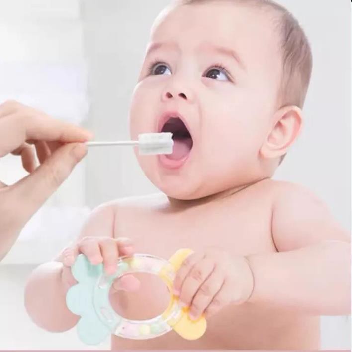 Hộp 30 chiếc Rơ lưỡi que cho bé Babuu Baby Nhật vệ sinh nướu và lưỡi cho bé