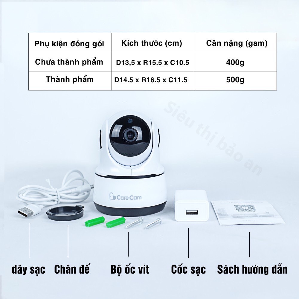 Camera wifi trong nhà xoay 360 độ Carecam PAF200 2.0MP Full HD 1080P, xoay 360 độ