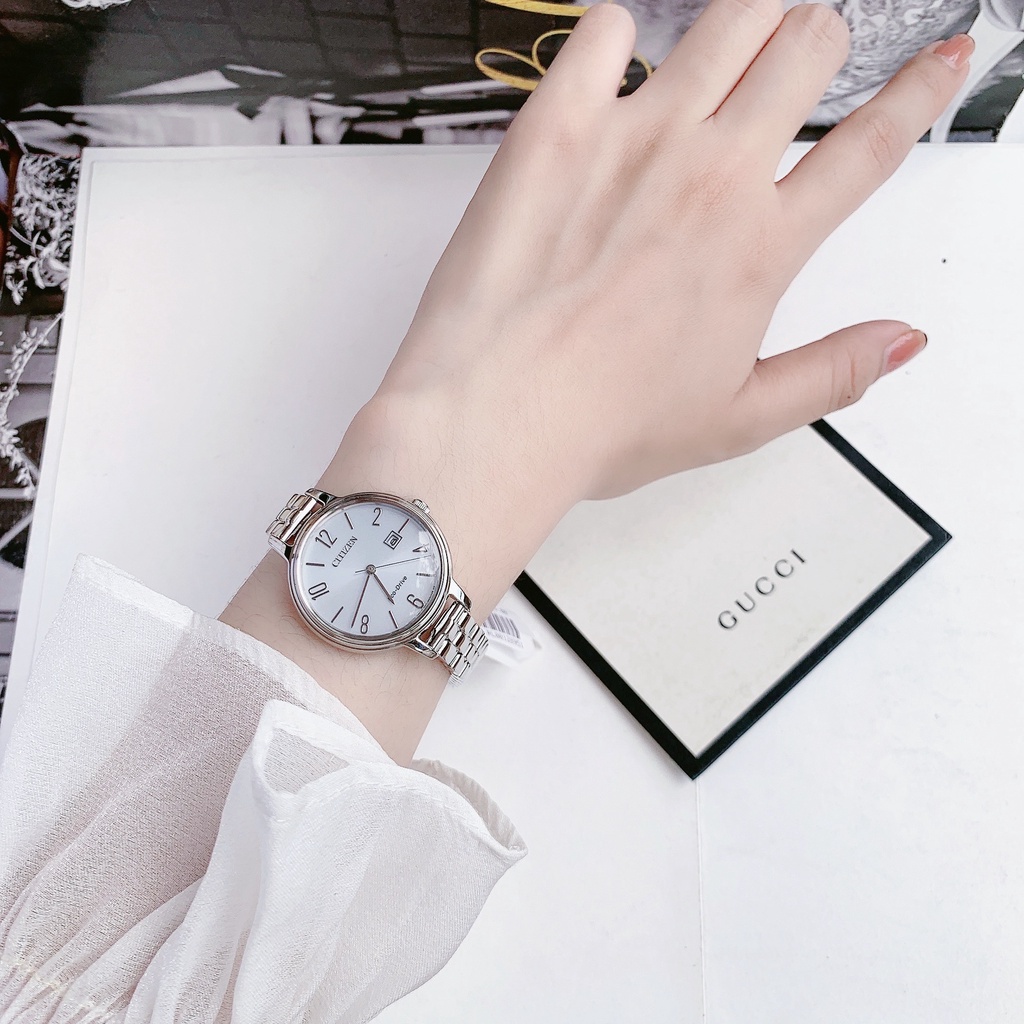 Đồng hồ nữ dây thép Citizen Eco Drive EW2440 53A