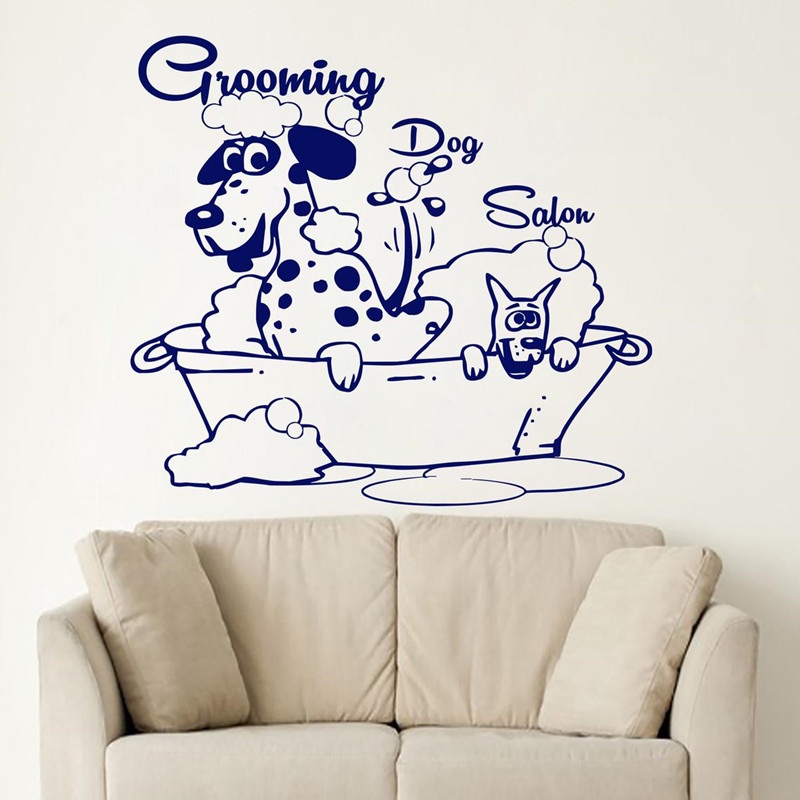 Miếng Dán Tường / Kính Cửa Sổ Bằng Vinyl Hình Chó Mèo Trang Trí Nhà Cửa / Tiệm SPA