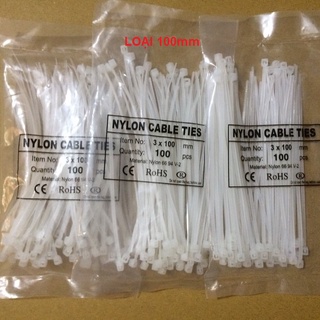 2 BỊCH 100mm. DÂY RÚT NHỰA trắng, dùng để buộc thắt hoặc cố định các vật, cây cảnh và nhiều tiện ích khác, TH181