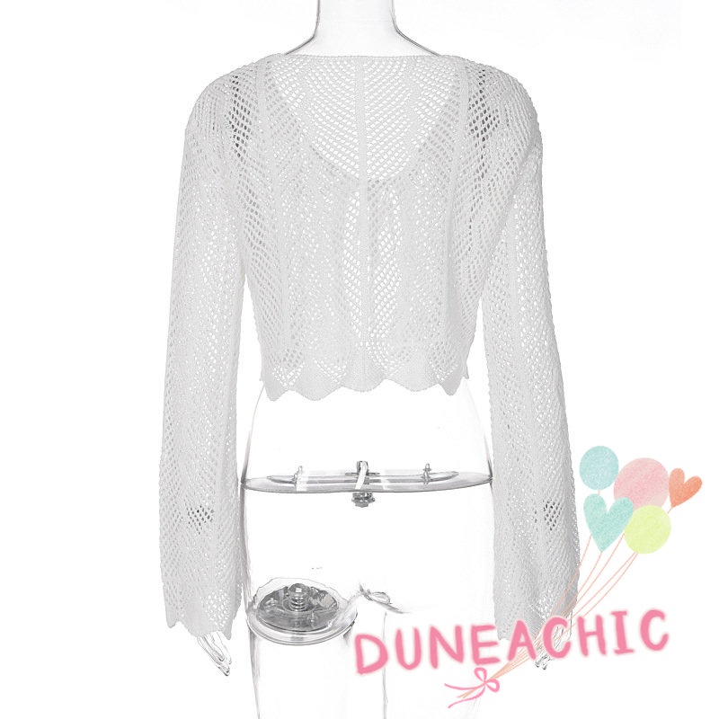 DUNEA Áo Khoác Cardigan Dệt Kim Dài Tay Phối Dây Thắt Thời Trang Dành Cho Nữ