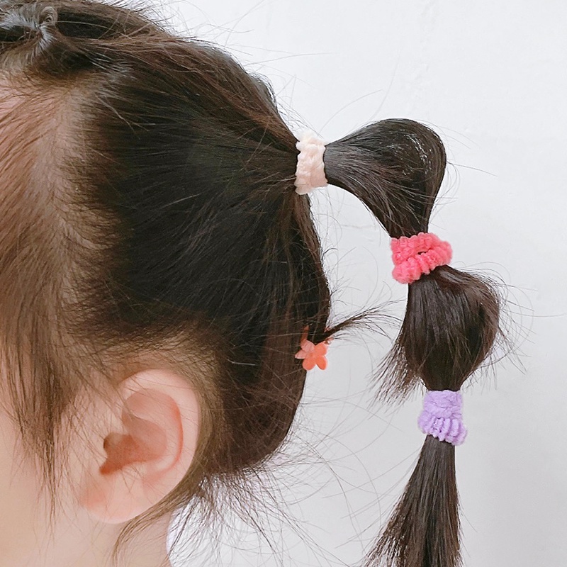 Set 100 Dây Buộc Tóc Mini Co Giãn Nhiều Màu Dễ Thương Cho Bé Gái