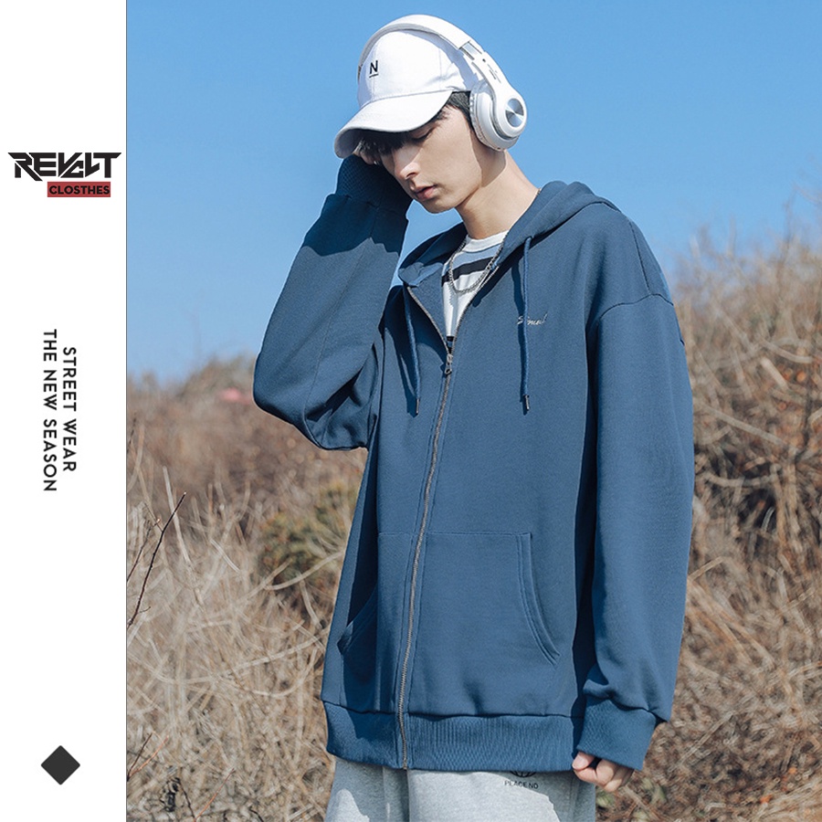 Áo hoodie nam form rộng unisex có mũ tay dài chất nỉ bông phong cách hàn quốc RevoltClothes H1038