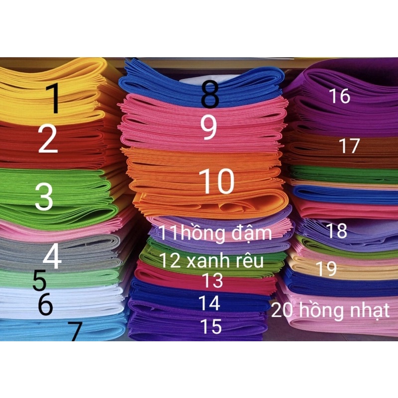 1 yard = 90x90cm, vải nỉ cứng đủ màu, làm đồ thủ công, HandMade, DIY, chày, học cụ trẻ em