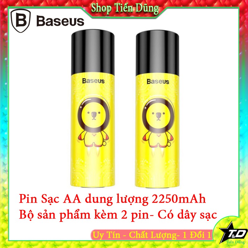 Pin sạc AA Baseus dung lượng 2250mAh bộ sản phẩm kèm 2 pin có dây sạc - Baseus ACCB AA Rechargeable Li-ion Battery ACCB