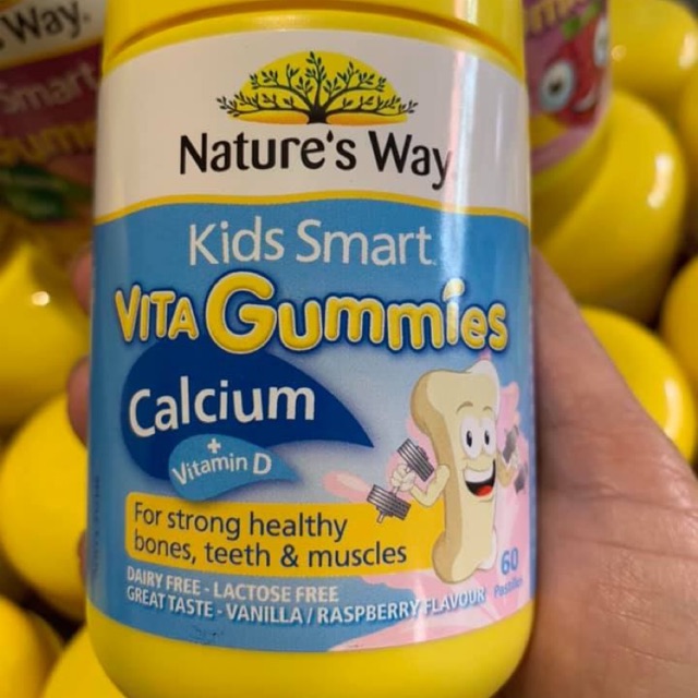 🌞🤼‍♀️ 🍓 Kẹo dẻo Nature's Way Kids Smart Vita Gummies Calcium + Vit D (60 viên), giúp bổ sung canxi & vitamin D