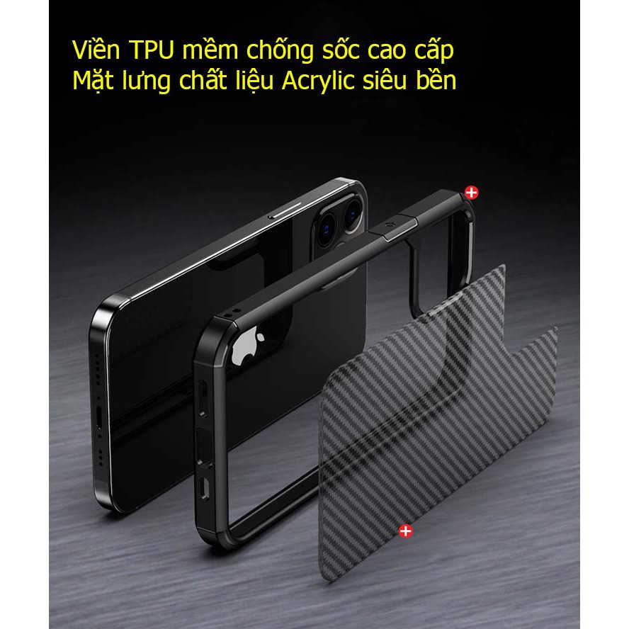 [XẢ HÀNG]Ốp lưng iPhone 12 pro max chống sốc cao cấp vân carbon 3D