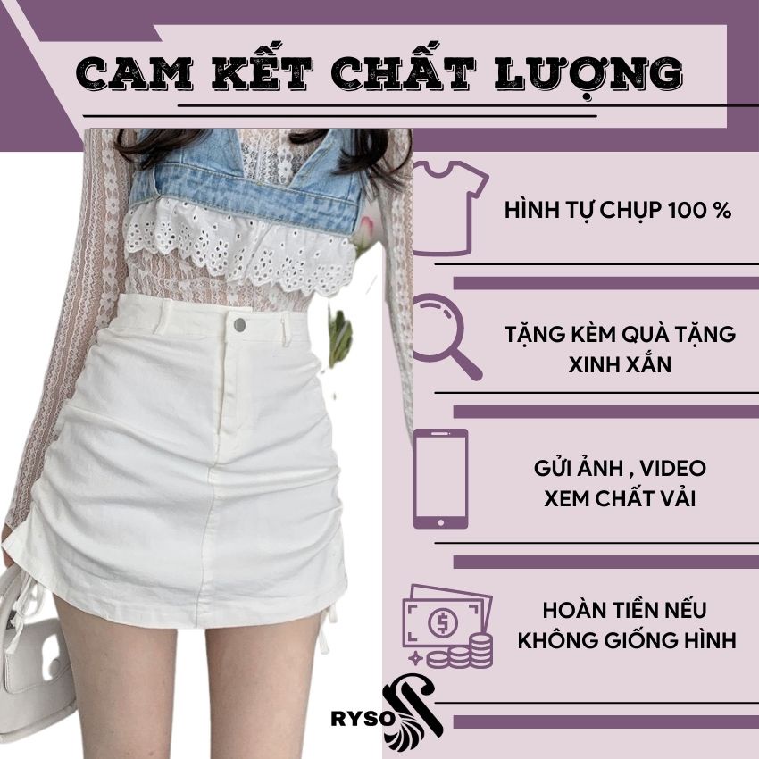 Chân váy kaki phối dây rút phong cách cá tính cao cấp RYSO