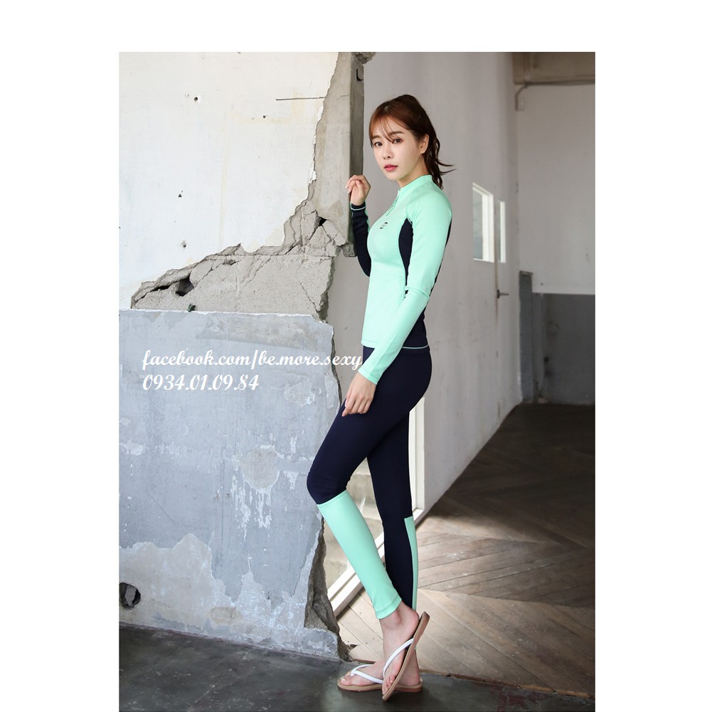 Đồ bơi dài tay Hàn Quốc khoác xanh mint | BigBuy360 - bigbuy360.vn