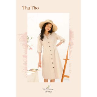 Đầm vintage mùa thu màu be ,Đầm Thu Thơ_yen99