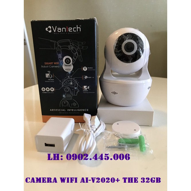 AI-V2020, CAMERA IP WIFI VANTECH+ THẺ 32gb