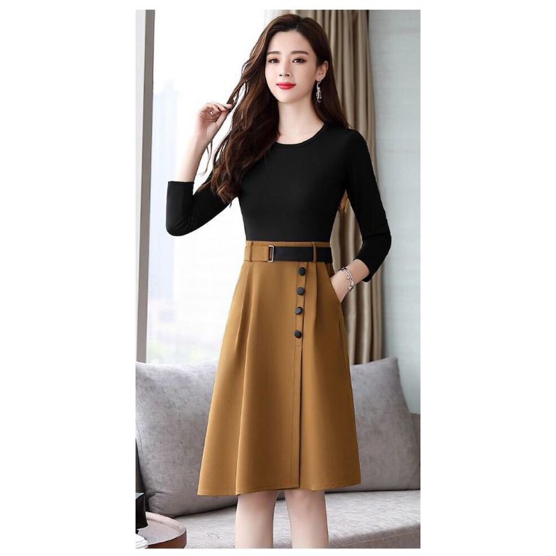 Chân váy nữ thiết kế❤FREESHIP❤Chân váy nữ phối nút kèm belt | BigBuy360 - bigbuy360.vn