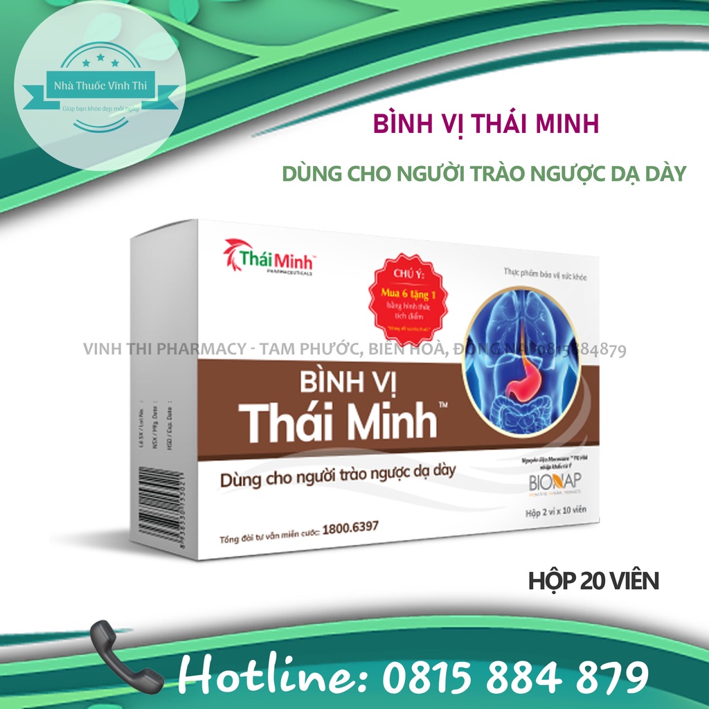 Bình Vị Thái Minh Hộp 20 viên - Dùng Cho Người Trào Ngược Dạ Dày