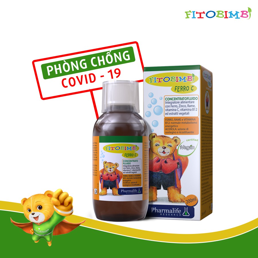 Fitobimbi Ferro C, bổ sung Sắt, Kẽm và các Vitamin, Khoáng Chất. Giúp tăng đề kháng, tăng hệ miễn dịch cho bé